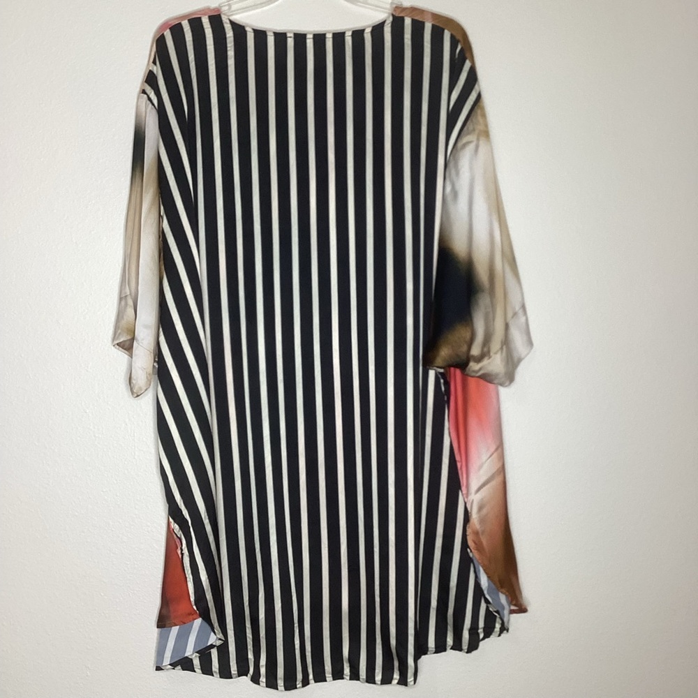 ALEMBIKA Butterfly Tunic Top Mixed Media Crush Satin Lg - Picture 3 of 8